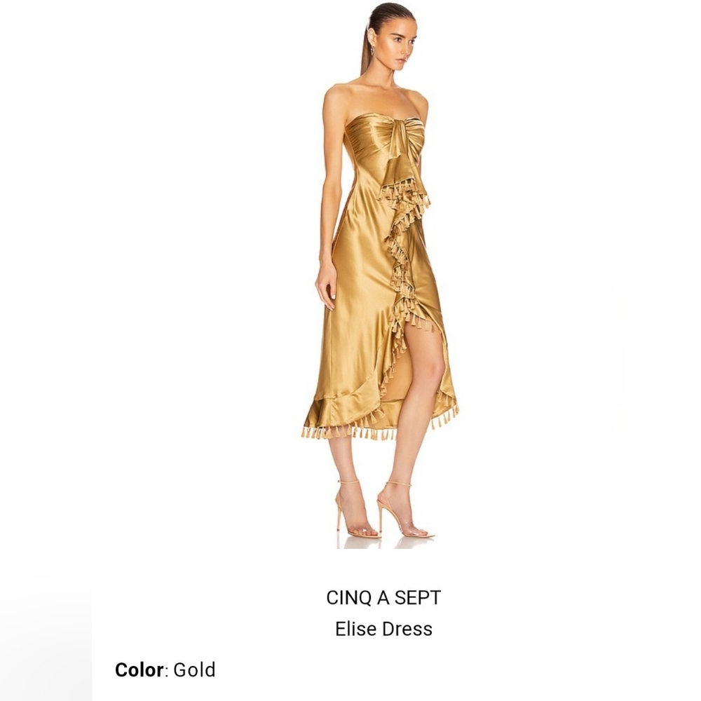 cinq a sept Gold Strapless Elise Dress